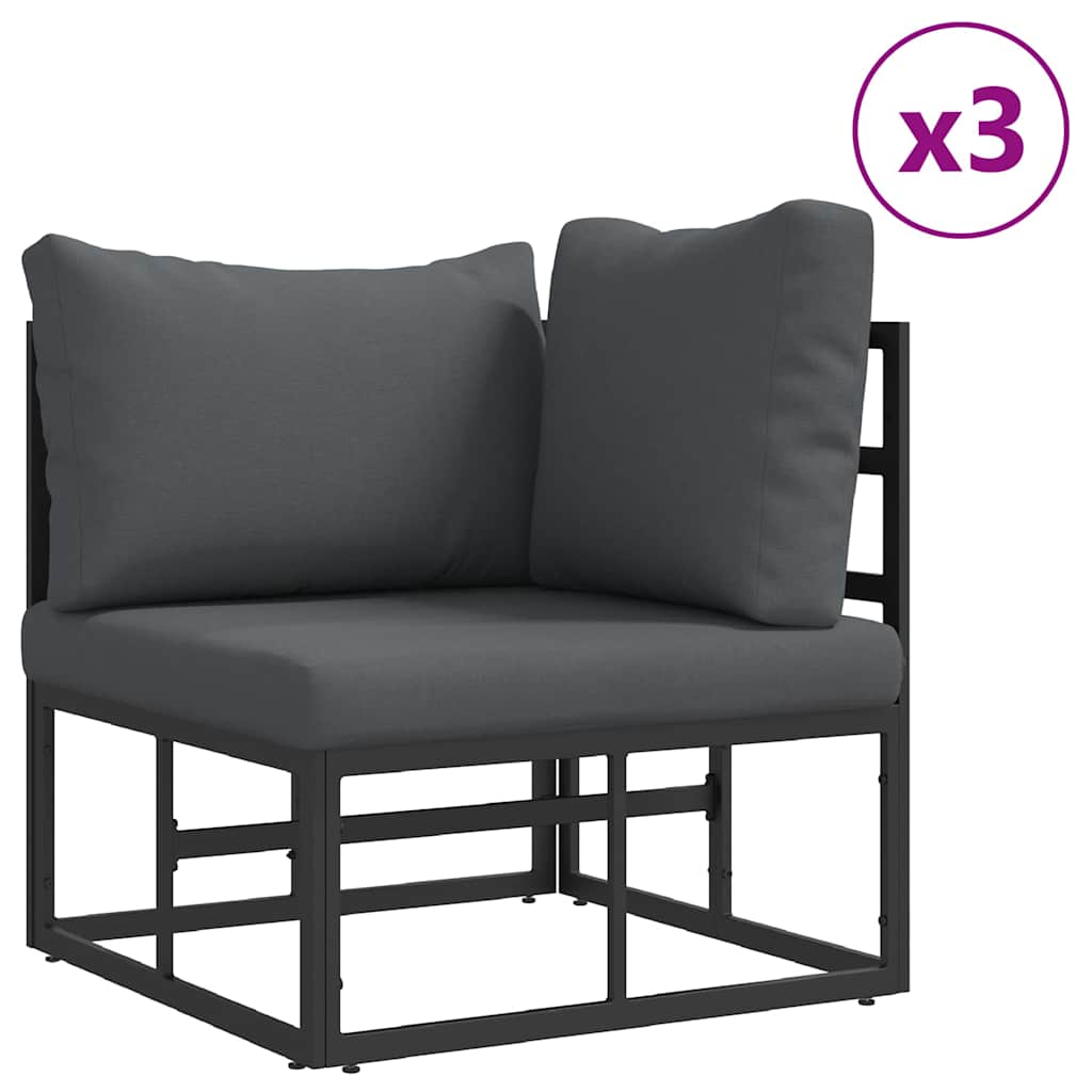 Garden Sofa Set with Cushion 14 pcs Black Aluminium