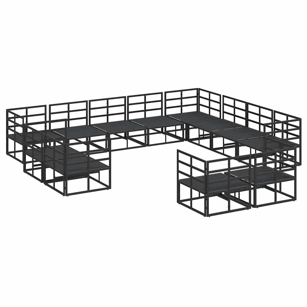 Garden Sofa Set with Cushion 12 pcs Black Aluminium