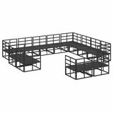 Garden Sofa Set with Cushion 12 pcs Black Aluminium