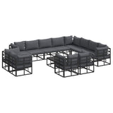 Garden Sofa Set with Cushion 13 pcs Black Aluminium