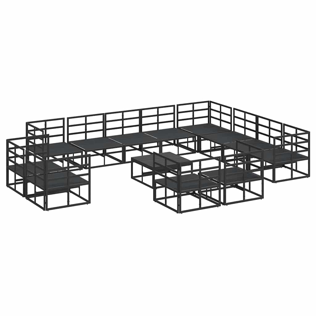 Garden Sofa Set with Cushion 13 pcs Black Aluminium