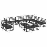 Garden Sofa Set with Cushion 13 pcs Black Aluminium