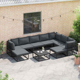 Garden Sofa Set 9 pcs Black Aluminium
