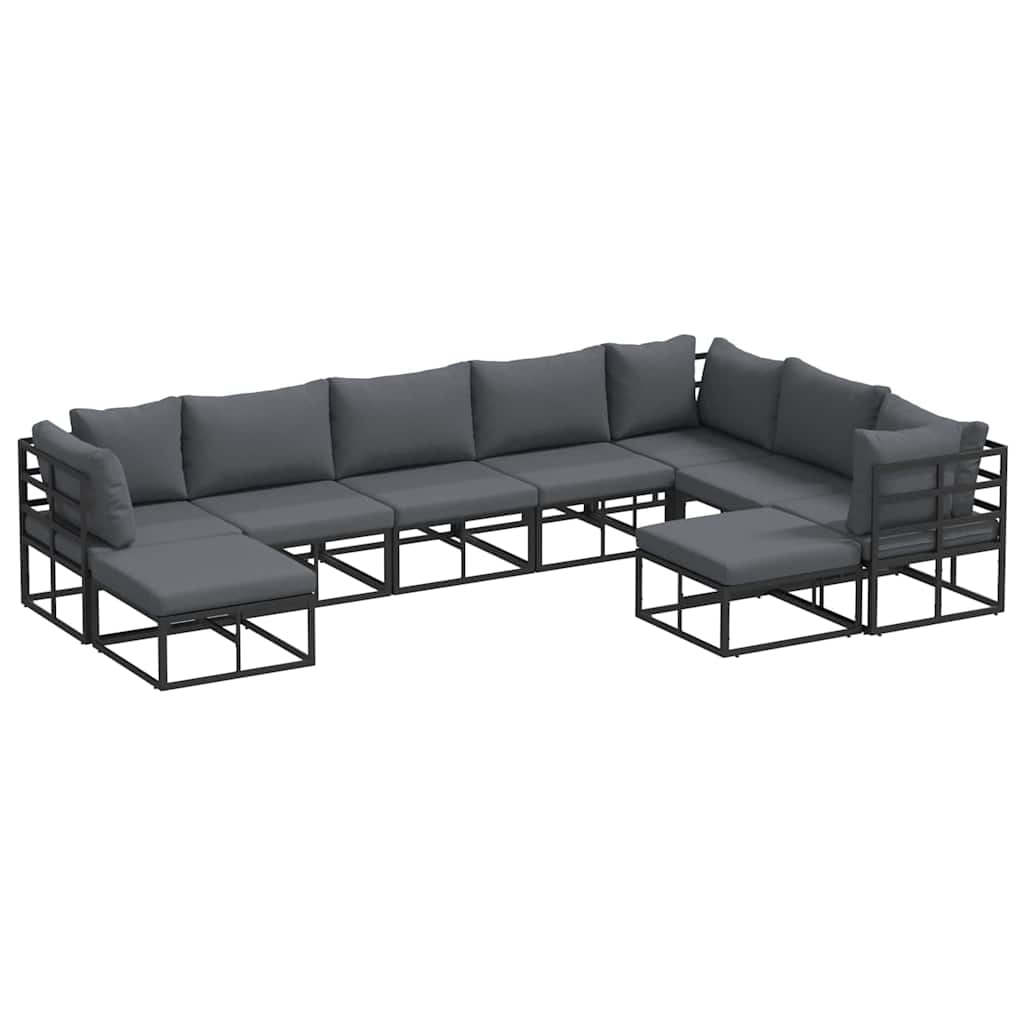 Garden Sofa Set 9 pcs Black Aluminium