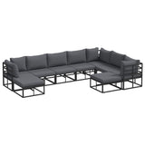 Garden Sofa Set 9 pcs Black Aluminium