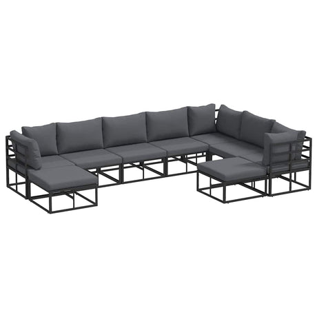 Garden Sofa Set 9 pcs Black Aluminium