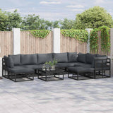 Garden Sofa Set 10 pcs Black Aluminium