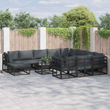Garden Sofa Set 11 pcs Black Aluminium