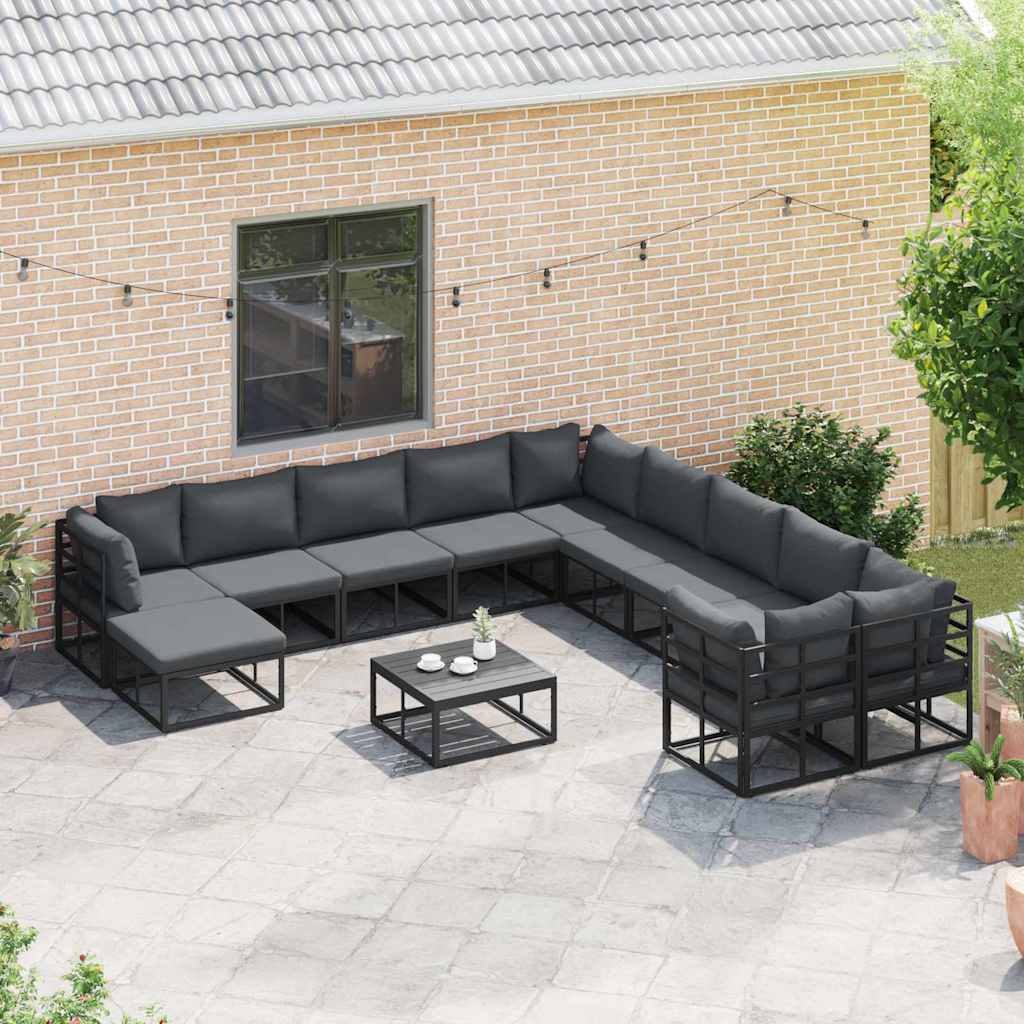 Garden Sofa Set 11 pcs Black Aluminium