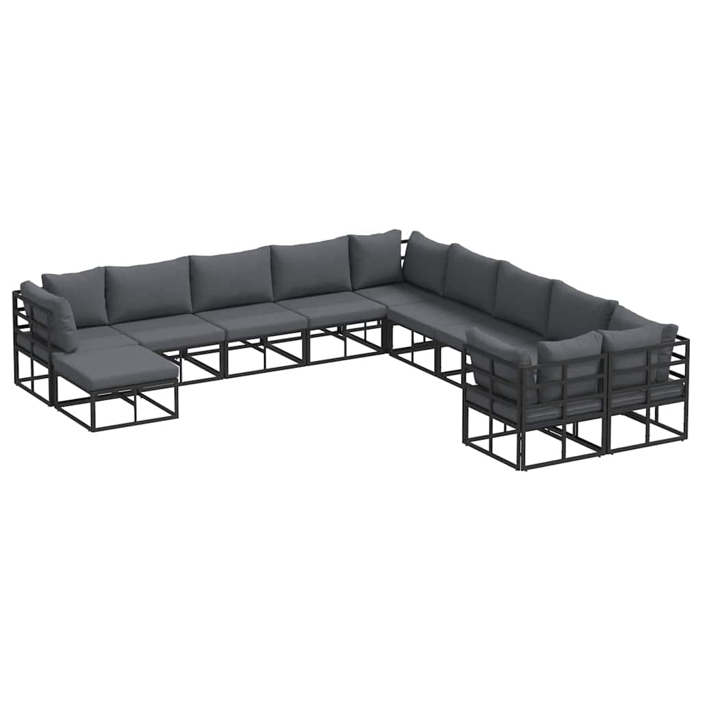 Garden Sofa Set 11 pcs Black Aluminium