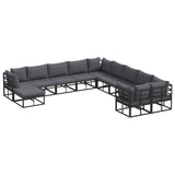 Garden Sofa Set 11 pcs Black Aluminium