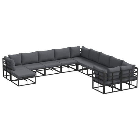 Garden Sofa Set 11 pcs Black Aluminium