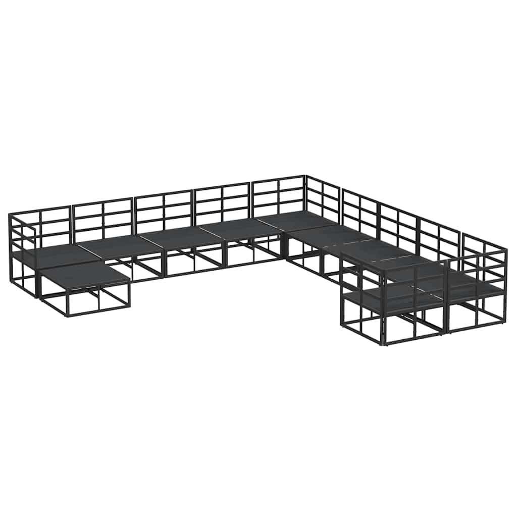 Garden Sofa Set 11 pcs Black Aluminium