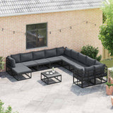 Garden Sofa Set 12 pcs Black Metal