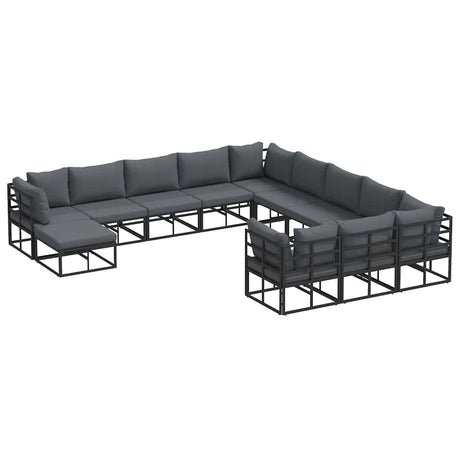 Garden Sofa Set 12 pcs Black Aluminium