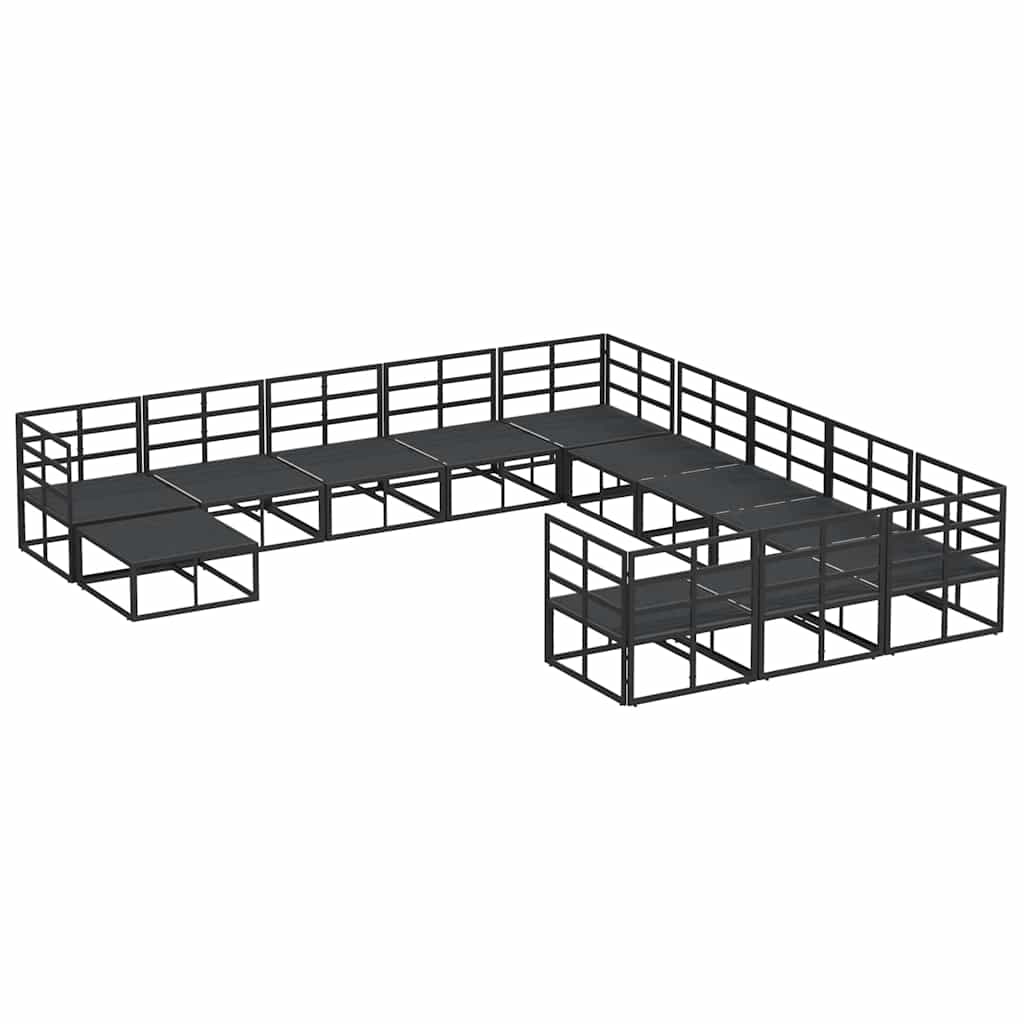 Garden Sofa Set 12 pcs Black Aluminium