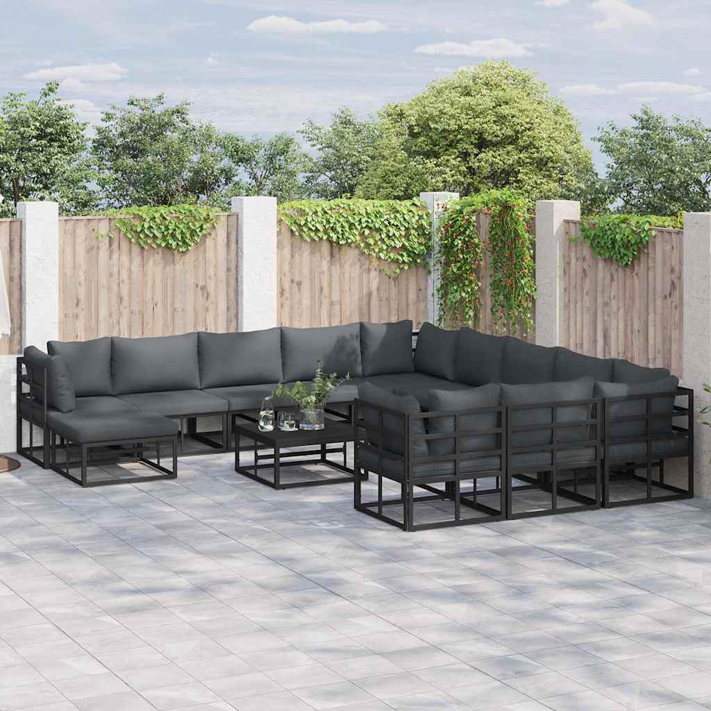 Garden Sofa Set 13 pcs Black Aluminium