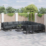Garden Sofa Set 13 pcs Black Aluminium