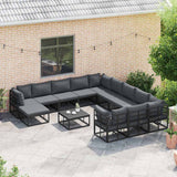 Garden Sofa Set 13 pcs Black Aluminium