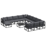 Garden Sofa Set 13 pcs Black Aluminium