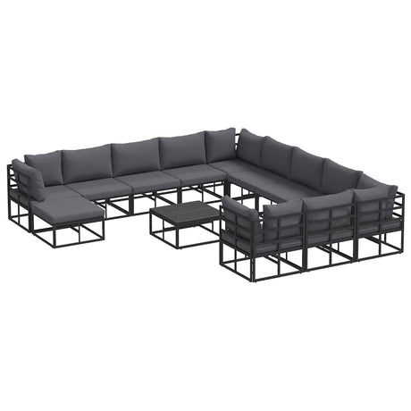 Garden Sofa Set 13 pcs Black Aluminium