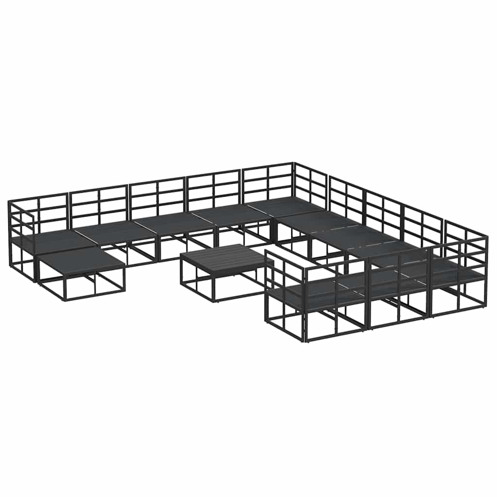 Garden Sofa Set 13 pcs Black Aluminium