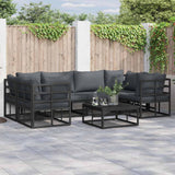 Garden Sofa Set 7 pcs Black Aluminium