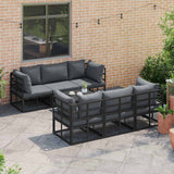 Garden Sofa Set 7 pcs Black Aluminium