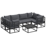 Garden Sofa Set 7 pcs Black Aluminium