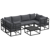 Garden Sofa Set with Cushion 7 pcs Black Aluminium