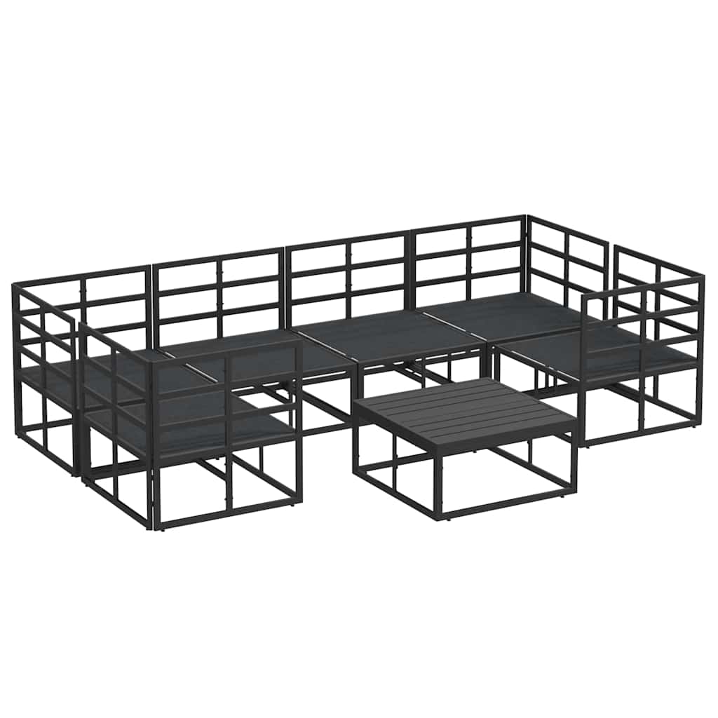 Garden Sofa Set 7 pcs Black Aluminium