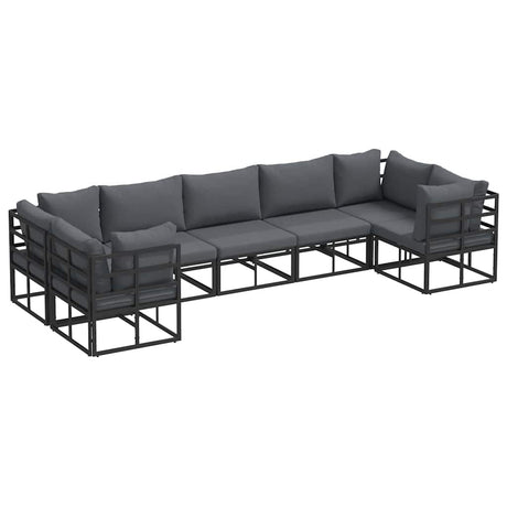 Garden Sofa Set 7 pcs Black Aluminium