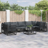 Garden Sofa Set Black Aluminium