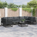 Garden Sofa Set with Cushion 8 pcs Black Aluminium