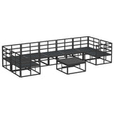 Garden Sofa Set Black Aluminium