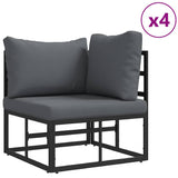 Garden Sofa Set Black Aluminium