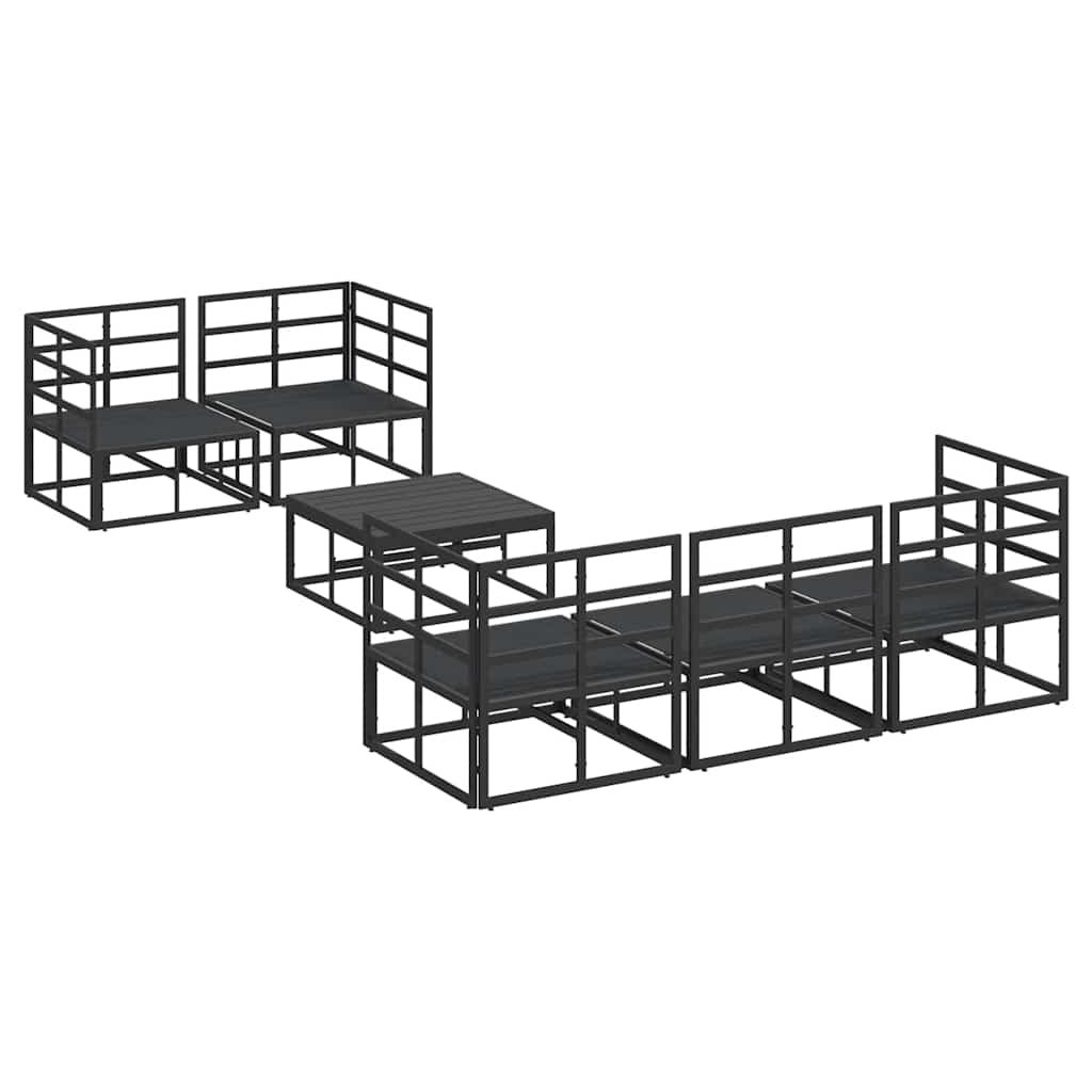 Garden Sofa Set with Cushion 6 pcs Black Aluminium