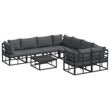 Garden Sofa Set with Cushion 9 pcs Black Aluminium