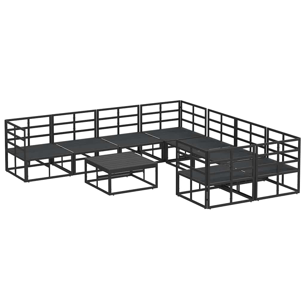 Garden Sofa Set with Cushion 9 pcs Black Aluminium