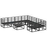 Garden Sofa Set with Cushion 9 pcs Black Aluminium