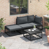 Garden Sofa Set with Cushion 3 pcs Black Aluminium