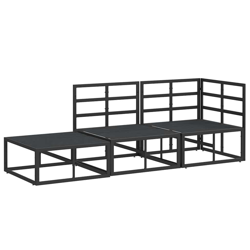 Garden Sofa Set with Cushion 3 pcs Black Aluminium