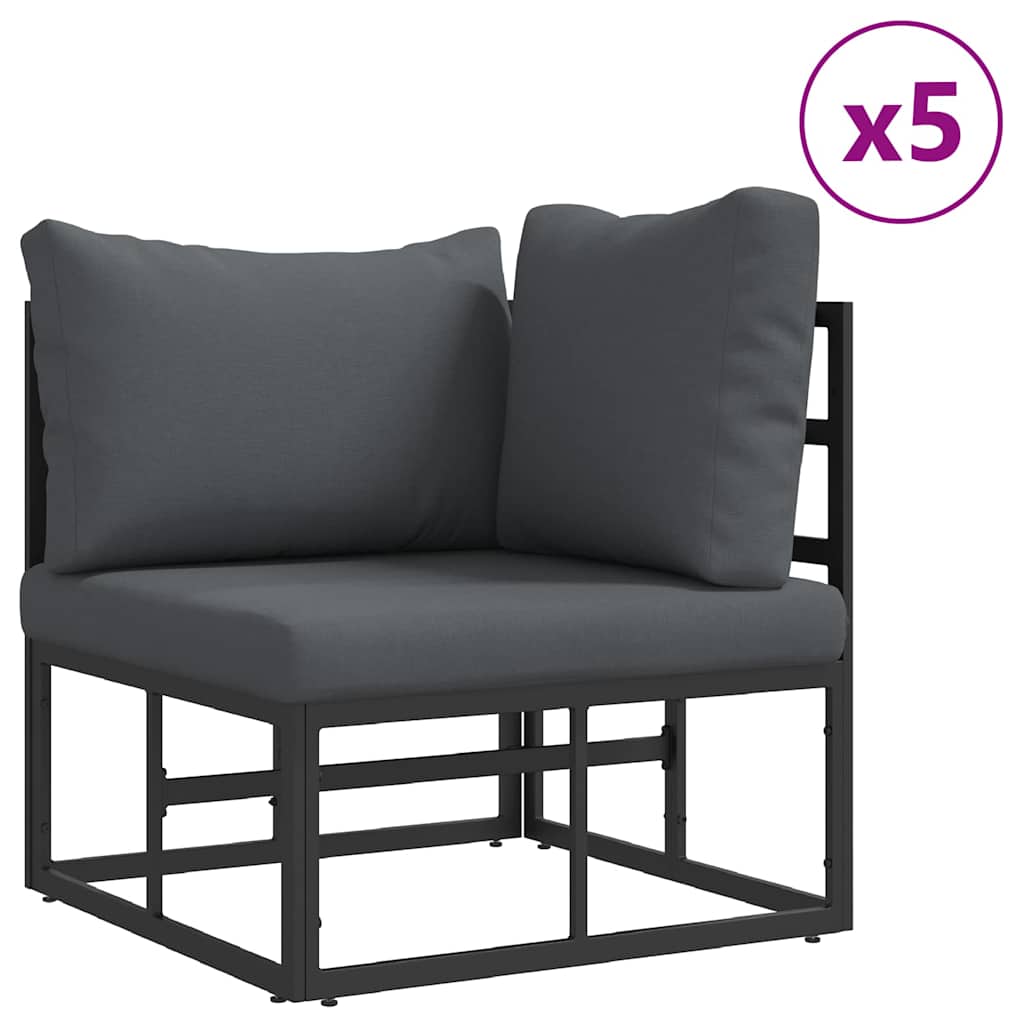Garden Sofa Set with Cushion 7 pcs Black Aluminium