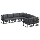 Garden Sofa Set with Cushion 8 pcs Black Aluminium