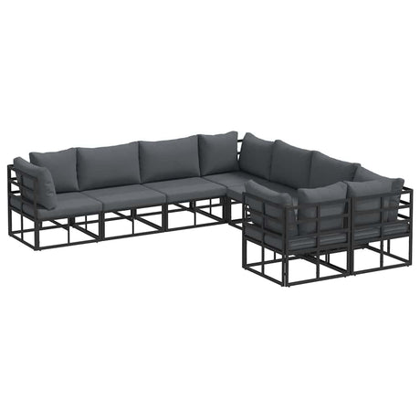 Garden Sofa Set with Cushion 8 pcs Black Aluminium