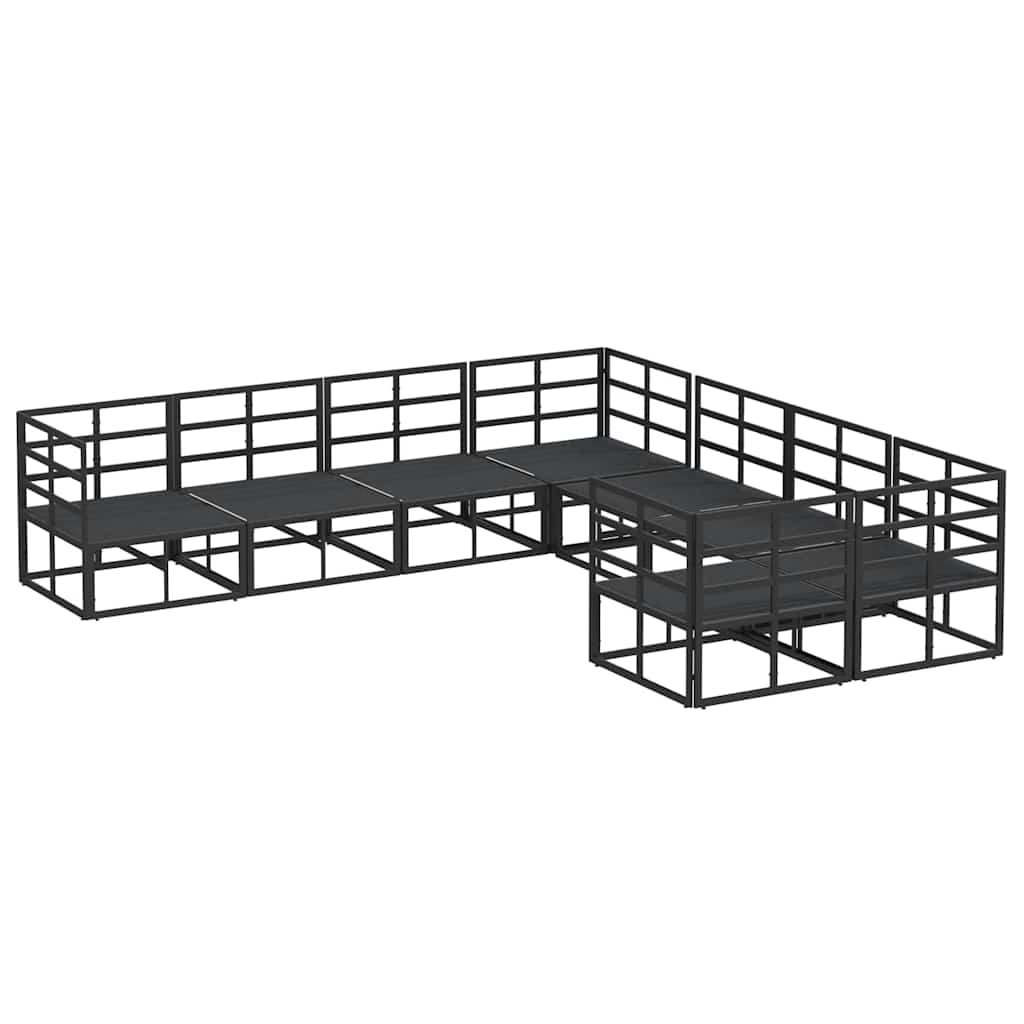 Garden Sofa Set with Cushion 8 pcs Black Aluminium