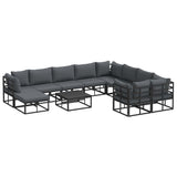 Garden Sofa Set with Cushion 11 pcs Black Aluminium