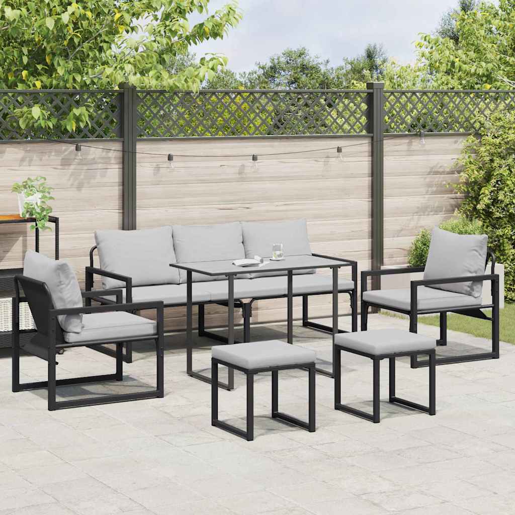 Garden Sofa Set 6 pcs Black Steel