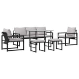 Garden Sofa Set 6 pcs Black Steel