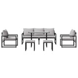Garden Sofa Set 6 pcs Black Steel